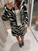 Women Zebra Print 2 Piece Set Round Neck Cropped Jacket Mini Skirt Set All Matching Suit Female Autumn Street Office Outfit