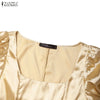 Elegant Chic Women Satin Wedding Guest Party Long Dresses Square Neck Short Puff Sleeve Fitted Waist A-Line Dress S-3XL