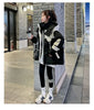 Black Medium Long Parker Cotton Jacket Women's Winter Korean Version Loose Down Cotton Splicing Hooded Coat Warm Top
