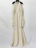 High Street Designer Women's Stand Collar Beaded Diamonds Chiffon Off Shoulder Long Sleeves Party Long Dress