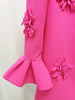 High Street Designer Women's Flare Sleeve 3D Flowers Appliques Dress