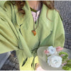 Green Oversized Belt Overcoat Elegant Long Sleeve Women Pleated Lapel Lace Up Windbreaker Autumn Lady Casual Street Outerwear