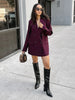 Solid Wine Red Blazer Jacket For Women Elegant Double Breasted Suit Coats Female Lapel Long Sleeve Office Lady Outerwear