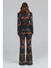 High Street Designer Runway Suit Set Women's Single Button Guipure Lace Blazer Flare Pants Set