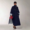 Oversize Women's Stand Collar Trench Coat Full Sleeved Single Breasted Pocket Side Split Long Windbreaker Autumn Lady Outwear