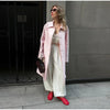 Solid Belted Maxi Trench Coats Women's Loose Full Sleeves Single-breasted Lace-up Windbreak Ladies Early Autumn Outwear