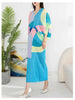 Pleated Dress For Women V-neck Batwing Sleeves Spliced Contrast Color Dresses Female Clothing 2YA2012