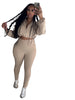 Street Women's Set Zipper Fly Crop Sweatshirt and Jogger Sweatpants Elegant Fall Sportwear Two 2-Piece Set Outfits