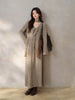 Elegant French V-Neck Knit Dress Women Long Sleeve Elastic Maxi Dress Asymmetrical Design Belted Long Dress for Autumn Winter