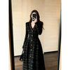 Spring Autumn Ladies Long Sleeves Maxi Dress European Women Casual Long Dresses Female V-neck Patchwork Dress