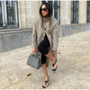 Women Casual Plaid Windbreaker Turn-down Collar Long Sleeve Belt Waist Jacket Spring High Street Lady Commute Coat