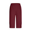 High-Waisted Elastic Seven-Foot Pants Women's Mid-Calf Trousers Base Layer Clothing with Button Detail