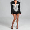 White Lace Patchwork Blazer Women's Notched Collar Slim Fit Long Sleeves Single Breasted Suit Jacket Tide