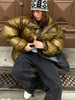 Stand Collar Layered Zipper Cotton Jacket Woman Loose Solid Color Long Sleeves Casual Coat Versatile Street Women's Warm Jackets