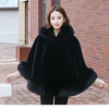 Black Fur Coat Women's Winter Shawl Cape Style Short Imitation Fox Fur Thick Hooded Windbreaker Female Warm Faux Fur Cloak