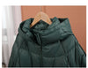 Women White Duck Down Jacket with Hood Autumn Winter Warm Outwear Casual Loose Over Size Outwear Thick Coat