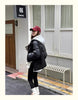 Hooded Short Parkas Women Black Patchwork Puffer Jacket Winter Streetwear Down Coats Korean Cotton Padded Outerwears