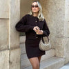 Women Single Breasted Knit Cardigan Long Sleeve O Neck With Pockets Spring Jacket Female Elegant Brown Coat