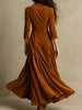 Spring Fall Women Suit Collar Velvet Long Dress Slim Elegant Office Lady Velour Dresses