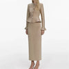 Spring Women's RoundNeck Diamond-Embellished Long-Sleeved Knitted DressY2K High-Quality Commuter Maxi Dress