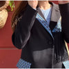 Printed Tassel Blazer Women Spliced Lapel Suit Jacket for Women Streetwear Autumn Winter Loose Casual Outerwear