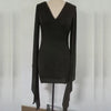 Gothic Grunge Punk Mini Dress for Women Batwing Long Sleeve Slim V-Neck Lace-Up Dresses Y2K Harajuku Party Bodycon Dress