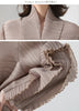Spliced Pleated Dress For Women V-neck Long Sleeves Designer Belt Party Dresses Patchwork Female Clothing 2YA1324