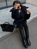 Chic Shiny Hooded Cotton Jacket With Belt Women Elegant Long Sleeve Zipper Lace Up Coats Lady Winter Street Warm Outerwear