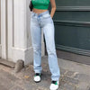 selling women's light blue slim fit high waist stretch casual versatile straight jeans for women
