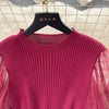Senior Knitted Patchwork Dress Long Lantern Sleeves Bow Mesh Embroidery Floral Women Autumn France Elegant Party Dress