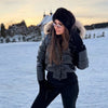Wool Collar Hooded Cotton Women's Jacket Zipper Elastic Hem Long Sleeve Pocket Women Winter Coats Autumn Short Jacket For Ladies