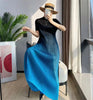 Long Dresses Elegant Party Dresses Woman Pleated Dress Female Gradient Long Loose Stitching Drape Bottoming Dress