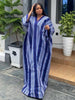 Flowy Striped Ordinary Kaftan Maxi Dress V Neck Colorblock Loose Batwing Sleeves Africa Female Bubu Church Party Daily Wear