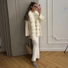 Faux Fur PatchworkTwisted Knitted Cardigan Women Elegant Lapel Long Sleeve Pockets Furry Knitwear Autumn Female Loose Outerwears