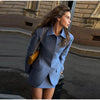 Women's Short Set Lapel Collar Fitted Cinched Waist Blazer Jacket Mini Solid Straight Skirt Elegant Suit Party Office Set Ladies