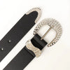 American Y2K Retro Rhinestones Belt Women Punk Hip Hop Rock Style Jeans Belts Black PU Leather Needle Buckle Belt