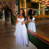 striped patchwork Women's Dress Set Strap Crop Tops and a-line long Maxi Skirts Suit Vacation Two 2 Piece Sets Outfits