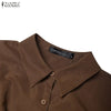 Women's Gathered Front Maxi Dresses Fall Solid Color Turn-Down Collar Long Sleeve Half Buttons Shirtdress Commuting
