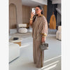 Loose Plaid Shirt Pants Two-piece Set Three Quarter Sleeve Oversize Blouses Wide Leg Pants Suit Women Casual Sets