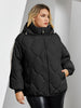 Women's Jacket Winter Plus Size Bio Down Jackets Hooded Quilted Cotton Coat Women Parka Female Clothing Split Hem