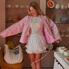 Y-neck Lace-up Cotton Coat Pink Floral Padded Jacket Loose Sweet Casual Japanese Cardigan Cotton-padded Coats Lady Warm Overcoat