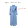SS25 Women Collar Denim Dress Blouse Style Casual Cotton with A Removable Belt