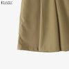 Women's Casual Wide-Leg Pants Elastic Back Waist Solid Loose Mid-Calf Length Trousers Streetwear Cropped Pant