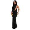 Women O-neck High Split Ruched Stacked Bodycon Midi Maxi Dress Evening Party Club Vestidos Sexy Chic Long Dresses
