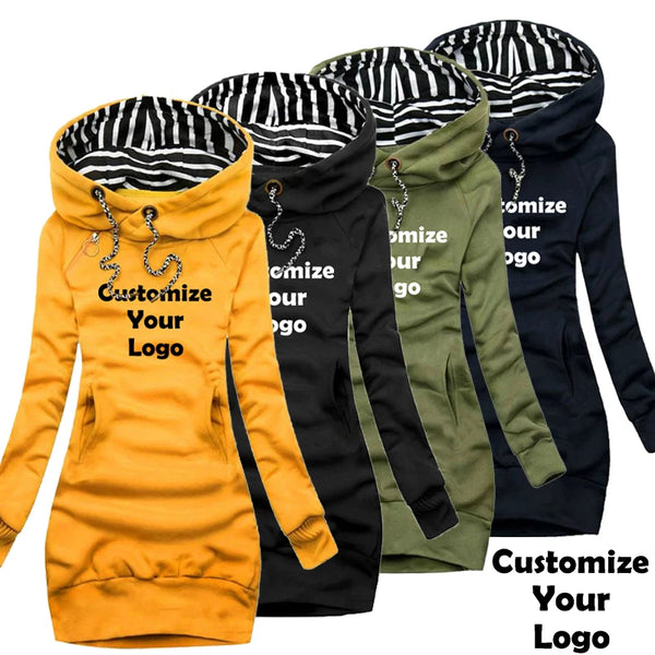 Customized Women Sweater Dress Long Sleeve Hoodie Dress Autumn Winter Casual Slim Sweater Hoodies Dress