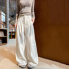 Korean White Corduroy Wide Leg Pants Women Autumn Loose Long Pants with Pockets Woman Daily Wear High Waist Casual Trousers