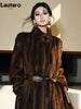 Spring Winter Long Soft Thick Warm Brown Faux Mink Fur Coat Women Elegant Chic Fluffy Overcoat