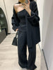 Autumn Winter Women’s Knit Cardigan Vest&Wide Leg Pants Set Comfy Stylish 3-Piece Casual Outfits Warm Knitwear Clothes