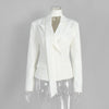 Solid Slim Elegant Jacket Women's Autumn Lace Up Patchwork Long Sleeve Bodycon Blazer Femme Office Commuter Coats