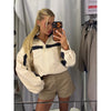 Color Block Cropped Windbreaker Women Casual Zip Up Stand Collar Long Sleeves Striped Outerwear 202 Lady Lightweight Coats